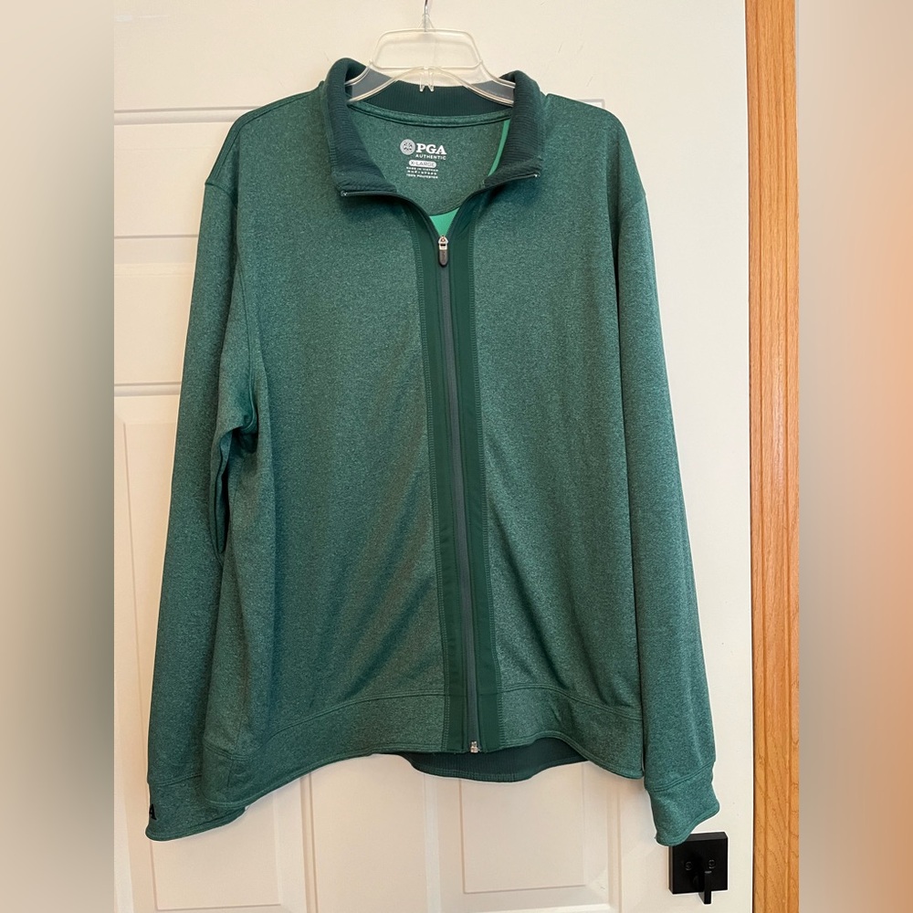 Men’s Authentic PGA green full zip mock neck performance golf tour jacket. XL